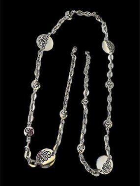 BRIGHTON SILVER TONE DISC 38" CHAIN NECKLACE Silver Plated Disc. Beautiful